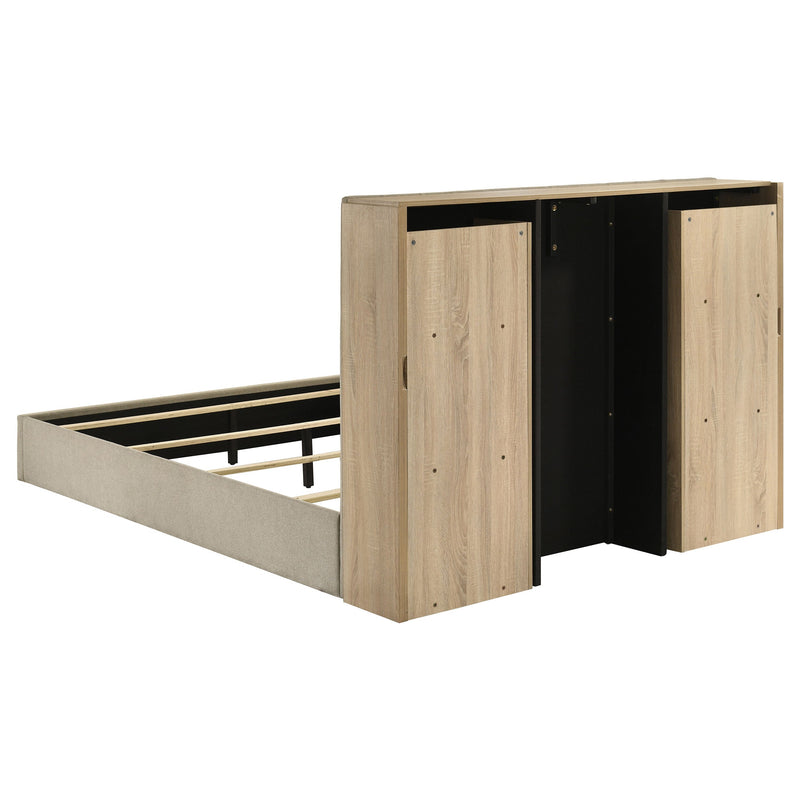 Arielle Bookcase Panel Storage Bed Light Oak