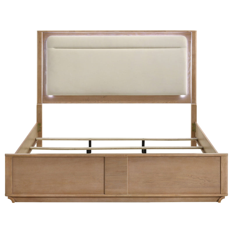 Leanne LED Panel Bed Off White and Light Oak