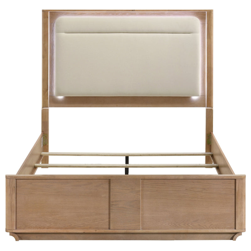 Leanne LED Panel Bed Off White and Light Oak