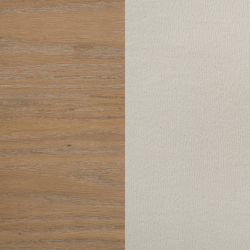 Leanne LED Panel Bed Off White and Light Oak