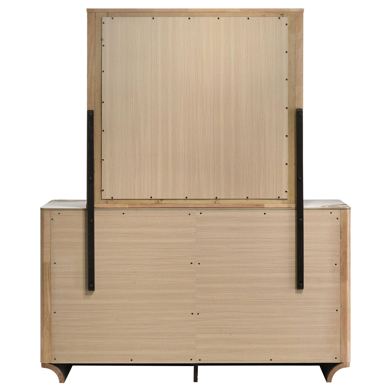 Leanne 6-drawer Sinter Stone Top Dresser Cabinet Light Oak