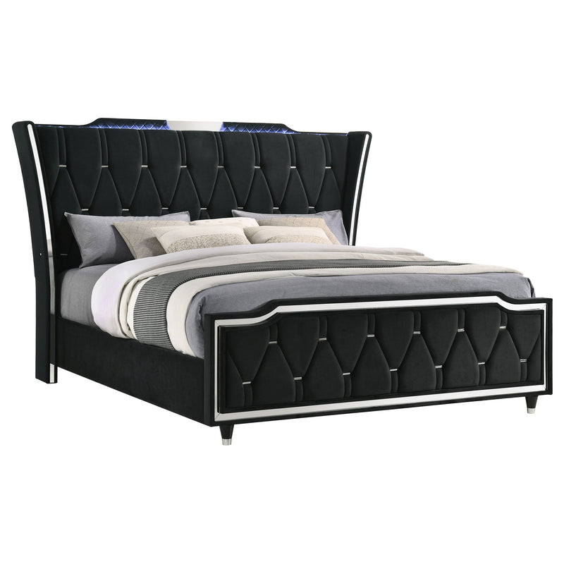 Lorient LED Upholstered Bed Ivory and Camel