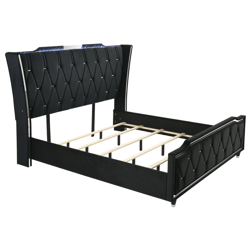 Lorient LED Upholstered Bed Ivory and Camel