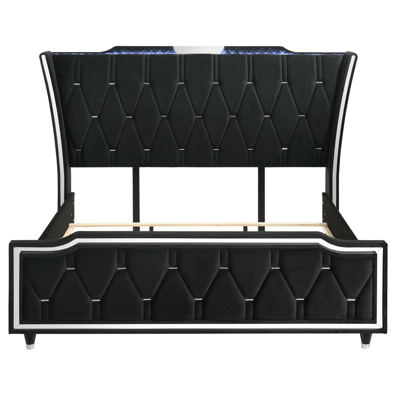 Lorient LED Upholstered Bed Ivory and Camel