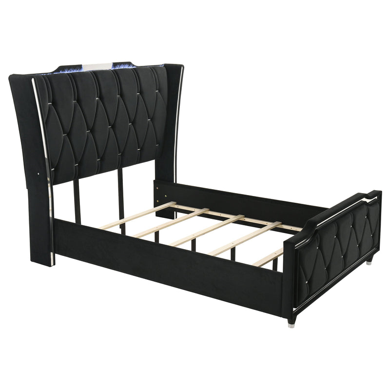 Lorient LED Upholstered Bed Ivory and Camel
