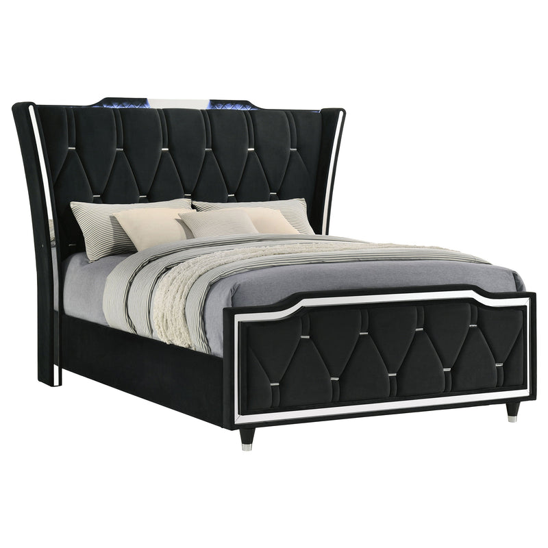 Lorient LED Upholstered Bed Ivory and Camel