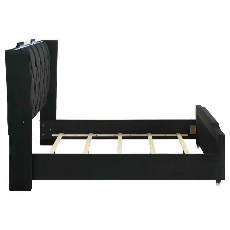 Lorient LED Upholstered Bed Ivory and Camel