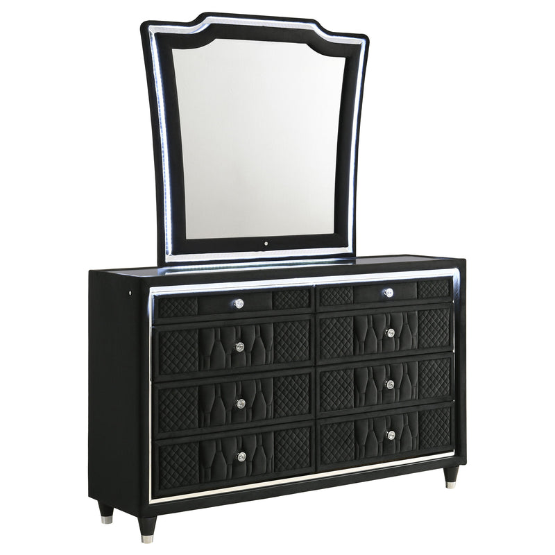 Lorient 8-drawer LED Dresser Black