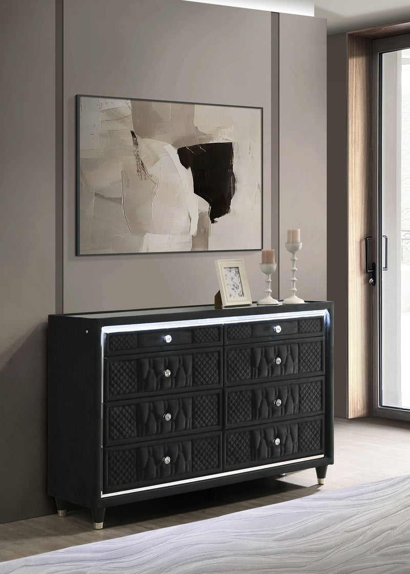 Lorient 8-drawer LED Dresser Black