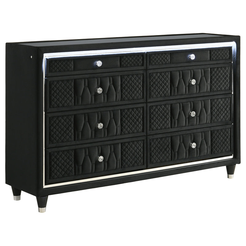Lorient 8-drawer LED Dresser Black