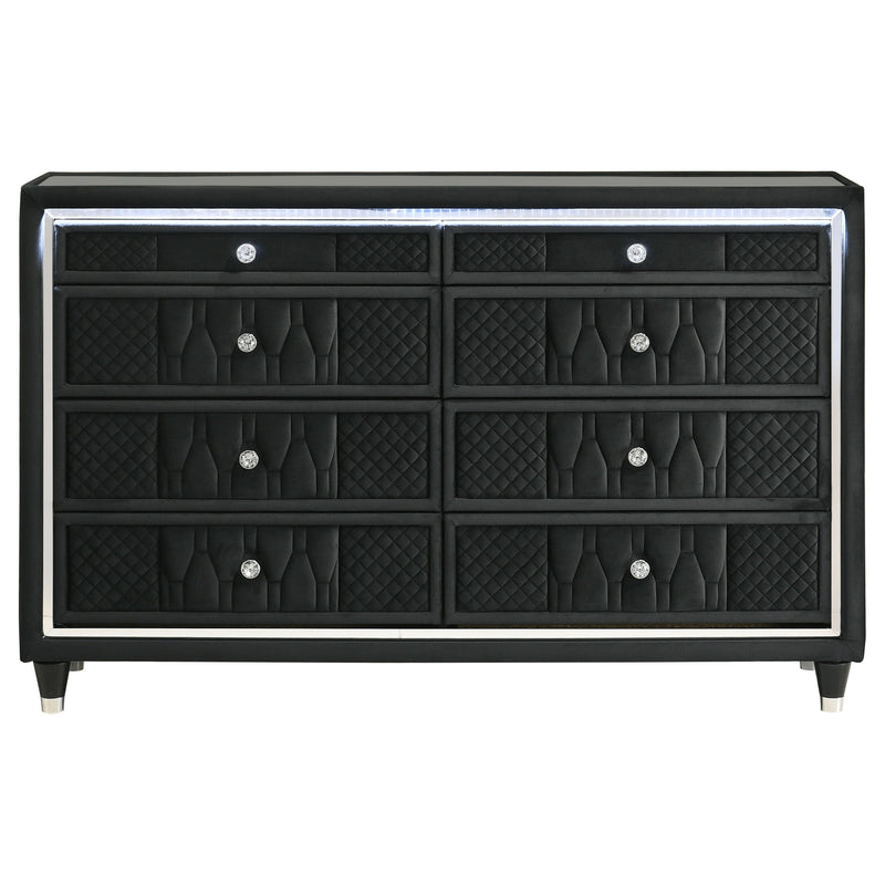 Lorient 8-drawer LED Dresser Black