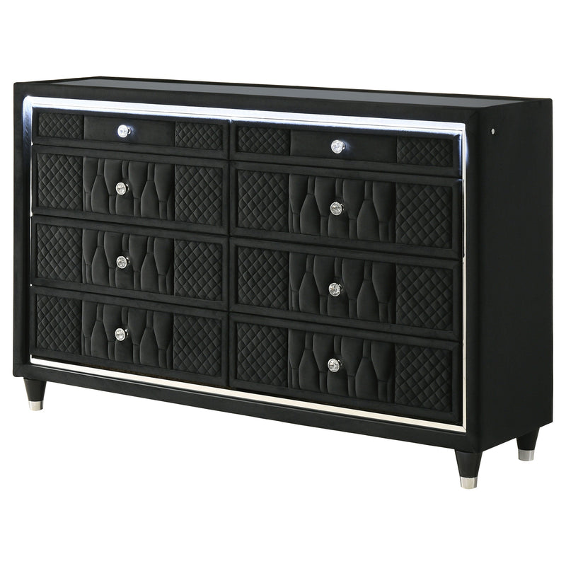 Lorient 8-drawer LED Dresser Black