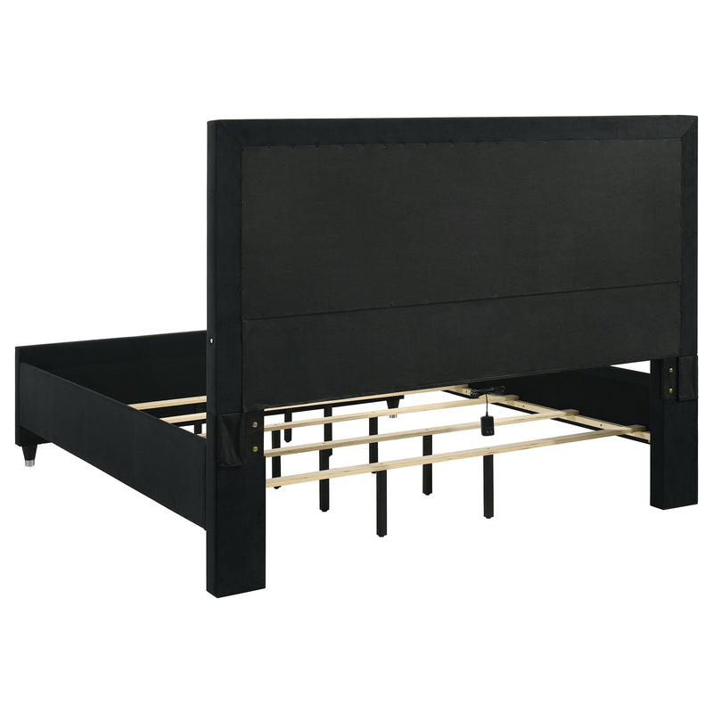 Ravenne Velvet Upholstered LED Panel Bed Black