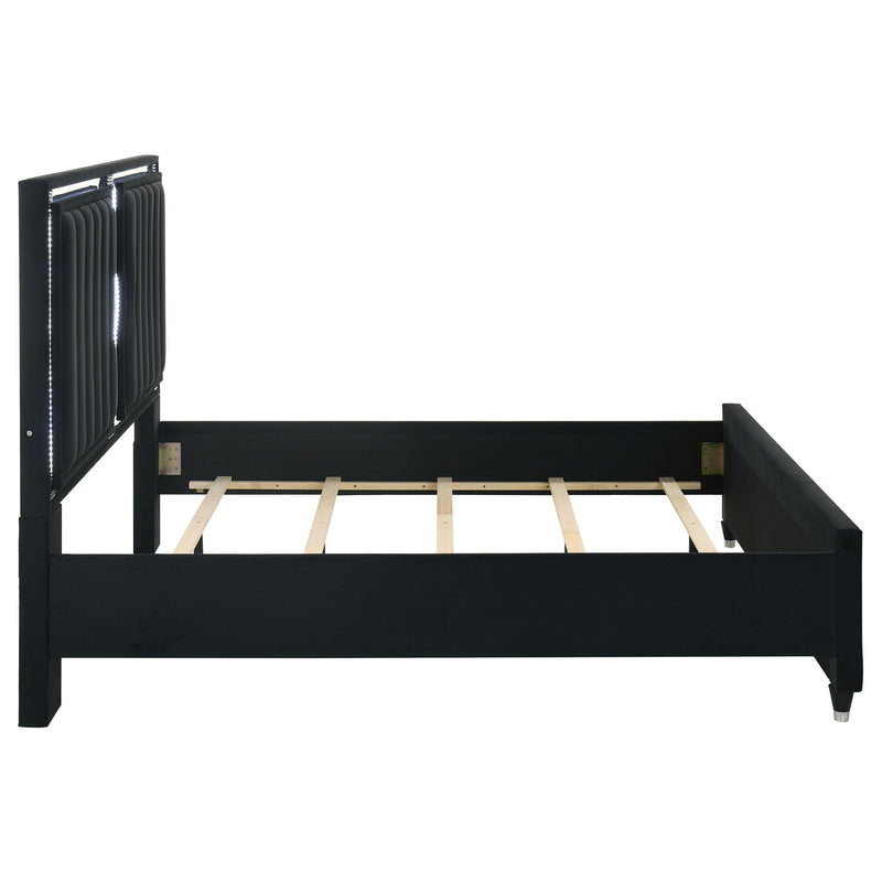 Ravenne Velvet Upholstered LED Panel Bed Black
