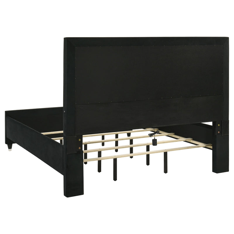 Ravenne Velvet Upholstered LED Bedroom Set Black