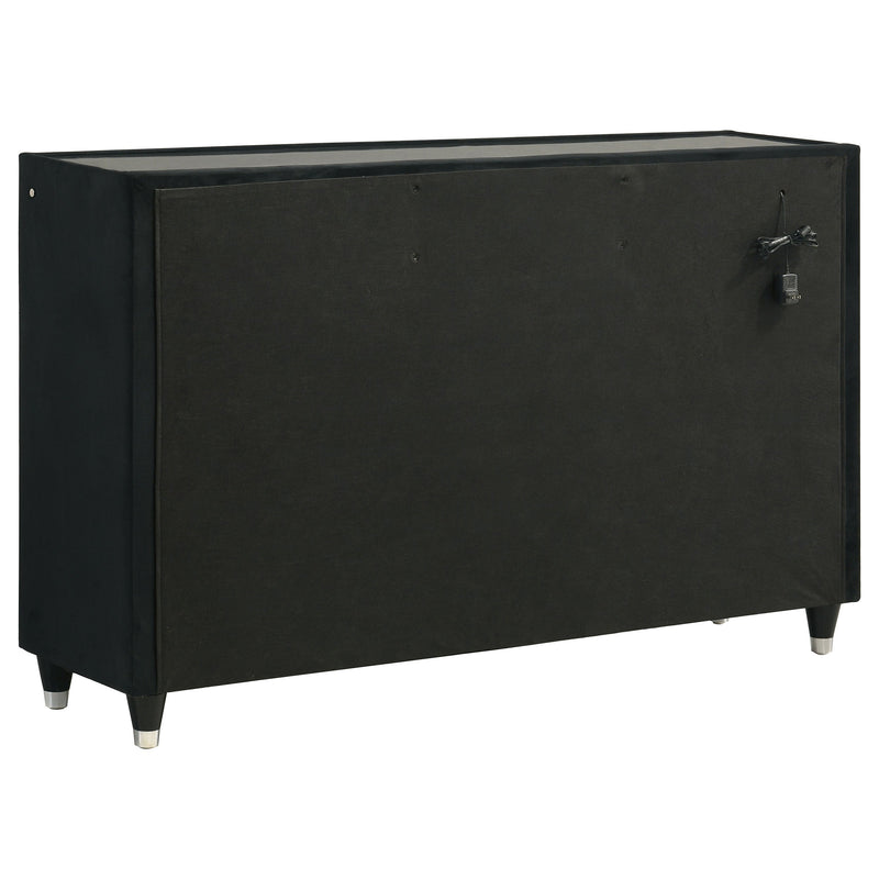 Ravenne Velvet Upholstered LED Bedroom Set Black