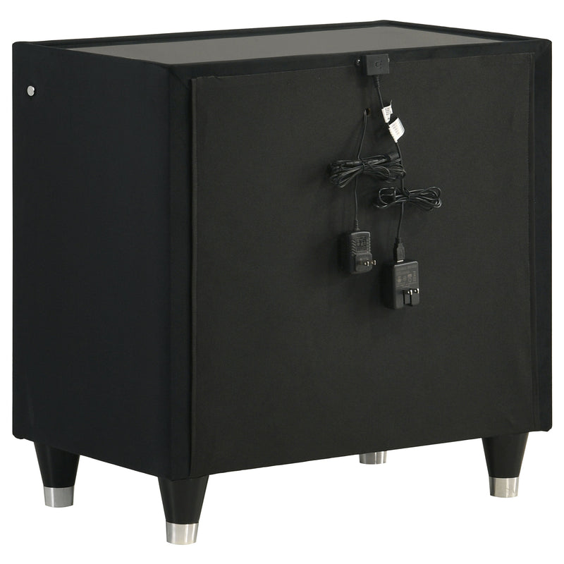 Ravenne Velvet Upholstered LED Bedroom Set Black