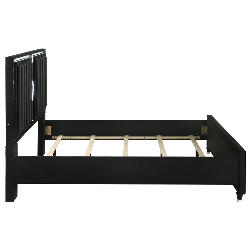 Ravenne Velvet Upholstered LED Panel Bed Black