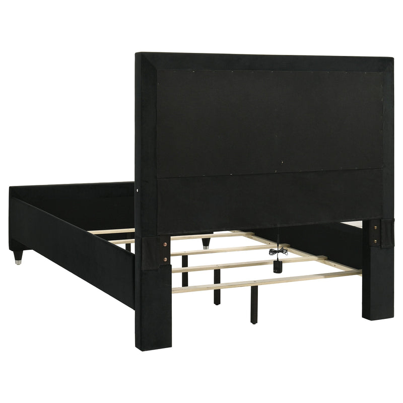 Ravenne Velvet Upholstered LED Bedroom Set Black