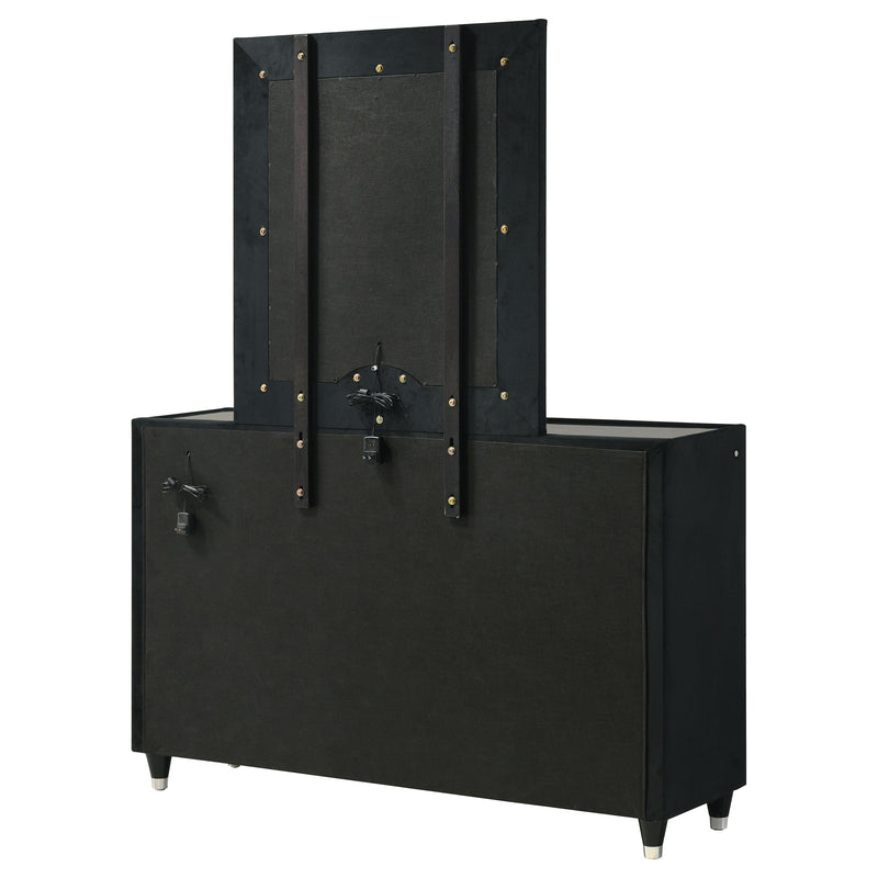 Ravenne 8-drawer Velvet Upholstered LED Dresser Cabinet Black