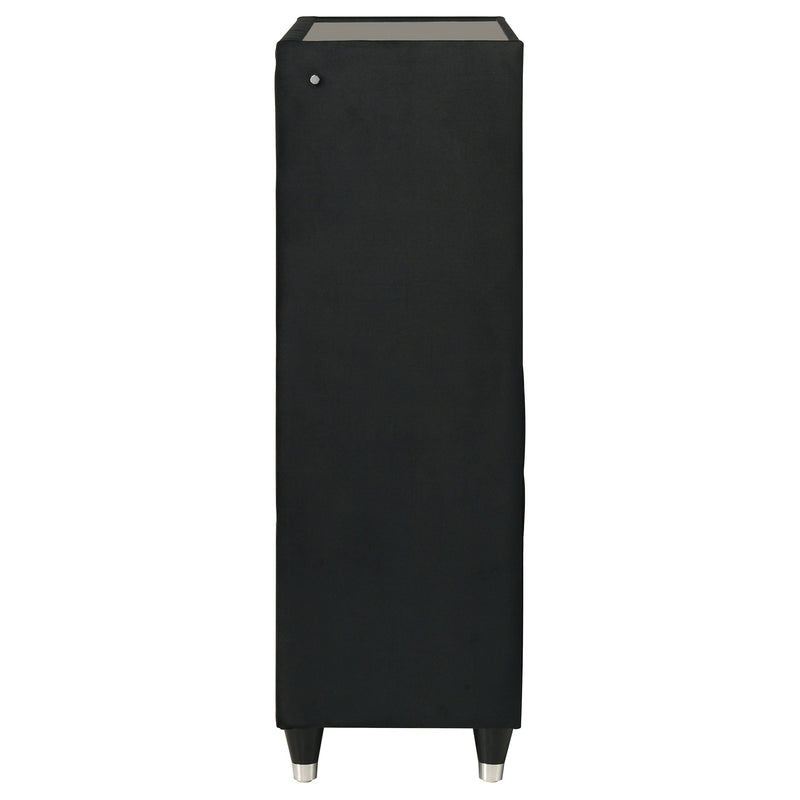 Ravenne 5-drawer Velvet Upholstered LED Chest of Drawers Black