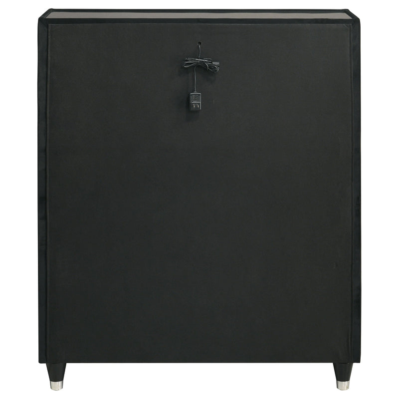 Ravenne 5-drawer Velvet Upholstered LED Chest of Drawers Black