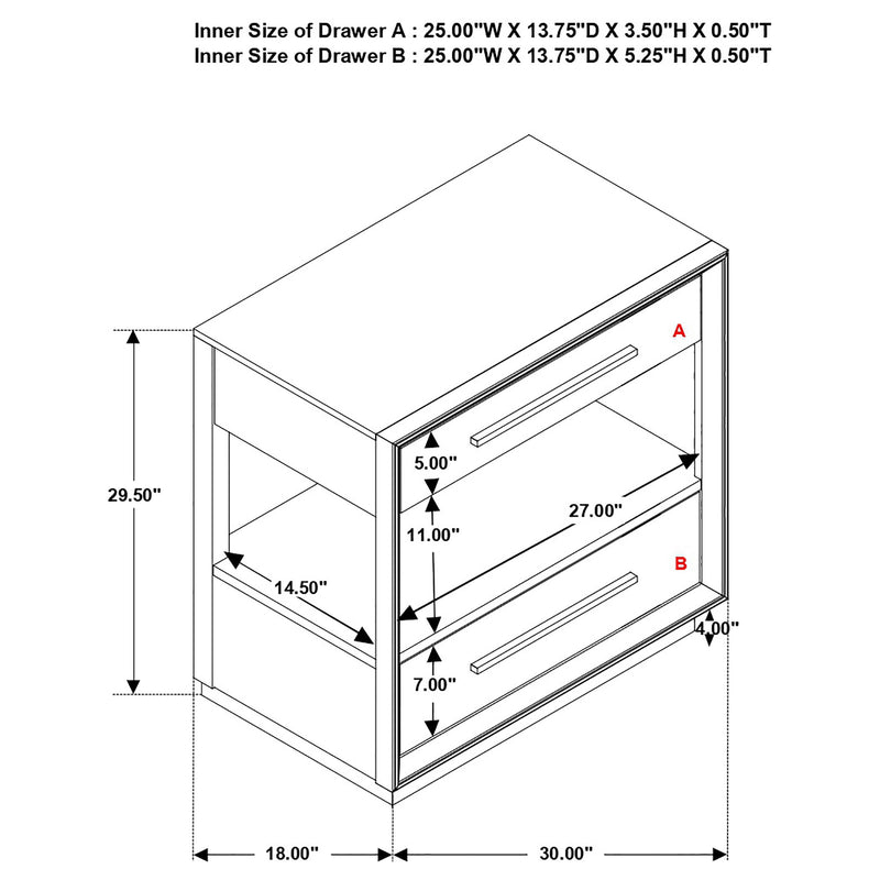 Durango 2-drawer Nightstand