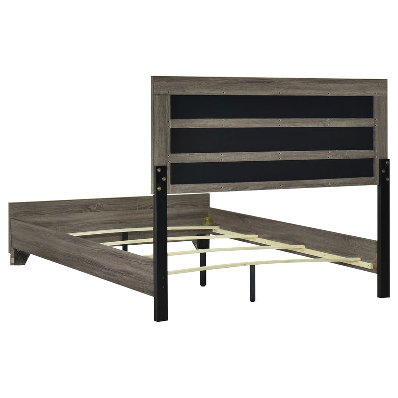 Wright 52-inch Upholstered Bed Brown Oak