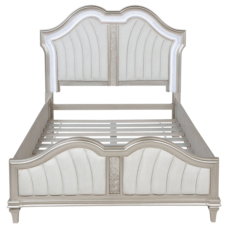 Evangeline Wood LED Panel Bed Silver Oak