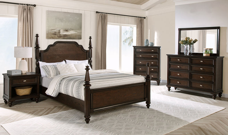 Andover 63-inch Four Poster Bed Dark Oak