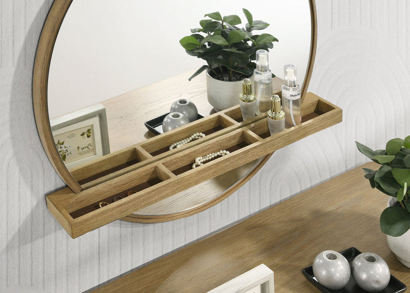 Arini Round Vanity Wall Mirror with Shelf