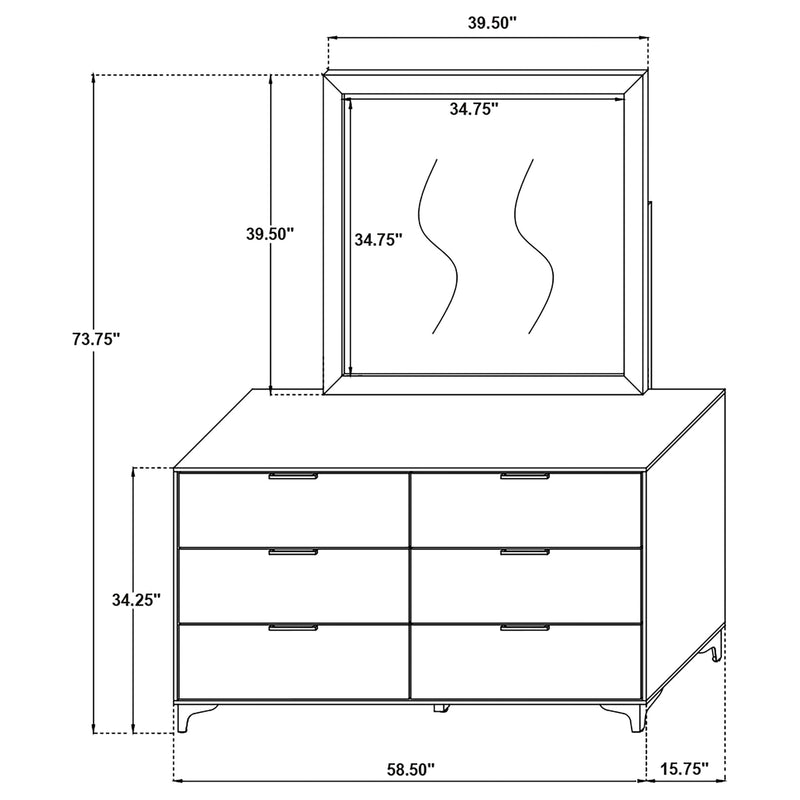 Kendall 6-drawer Dresser with Mirror