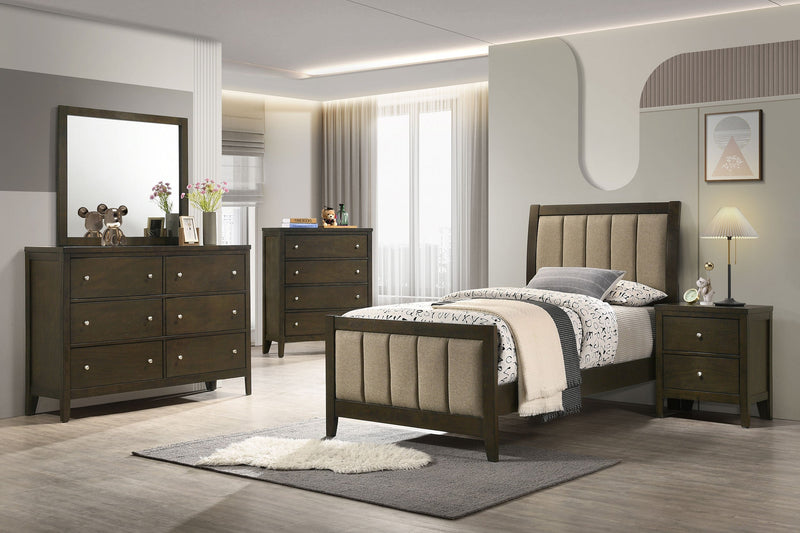 Wilkes 51-inch Upholstered Bed Dark Cocoa
