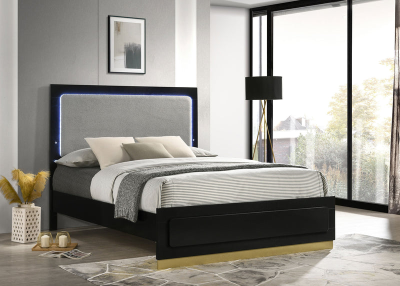 Caraway Wood LED Panel Bed
