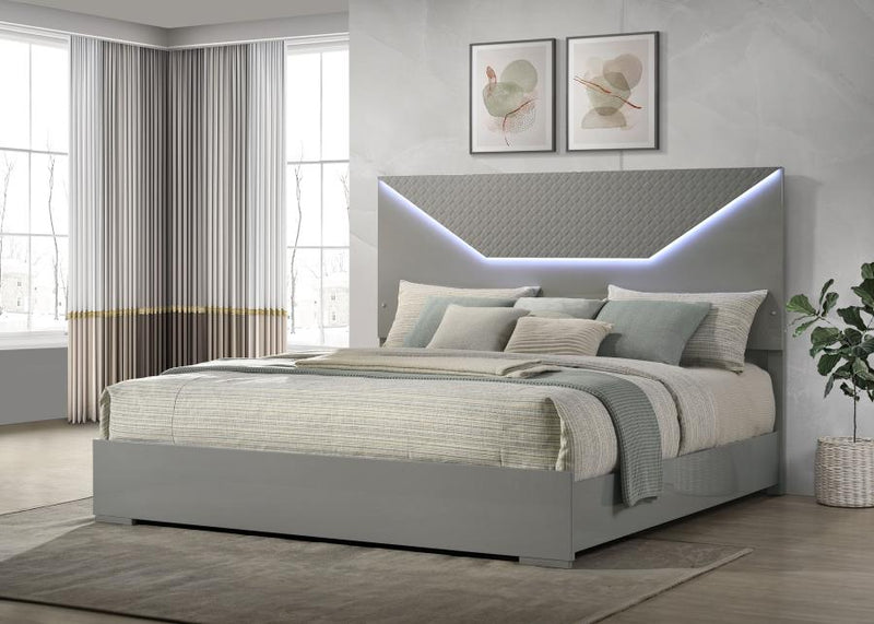 Ives Panel Bed LED Headboard High Gloss