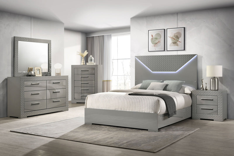 Ives Panel Bed LED Headboard High Gloss