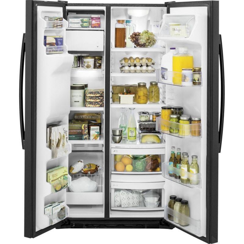 36-inch, 21.9 cu. ft. Counter-Depth Side-by-Side Refrigerator with Ice and Water (GZS22DGJBB)