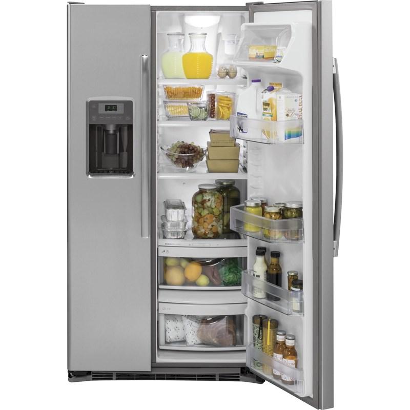 36-inch, 21.9 cu. ft. Counter-Depth Side-by-Side Refrigerator with Ice and Water Dispenser (GZS22DSJSS)