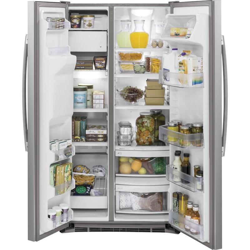 36-inch, 21.9 cu. ft. Counter-Depth Side-by-Side Refrigerator with Ice and Water Dispenser (GZS22DSJSS)