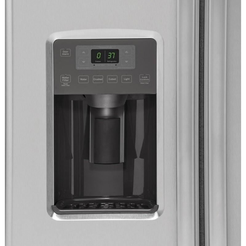 36-inch, 21.9 cu. ft. Counter-Depth Side-by-Side Refrigerator with Ice and Water Dispenser (GZS22DSJSS)
