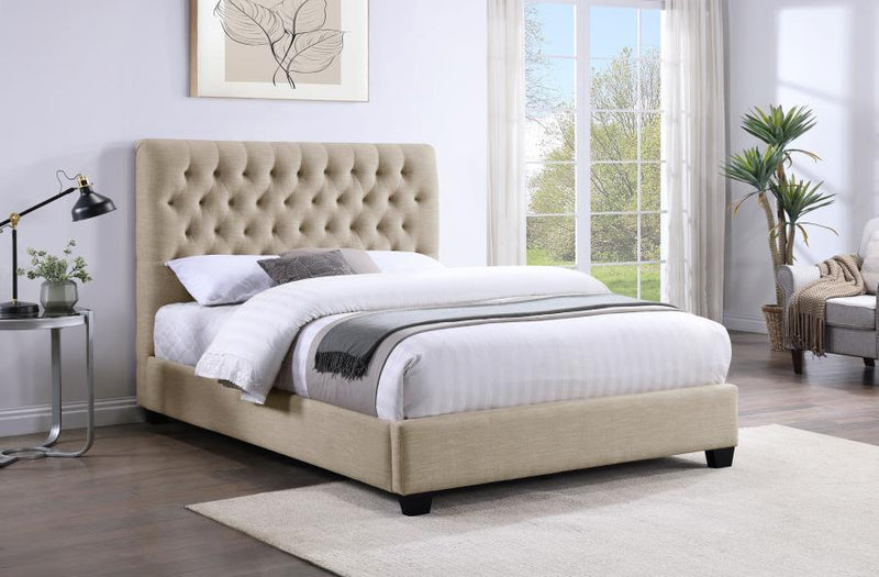 Chloe Upholstered Panel Bed Oatmeal