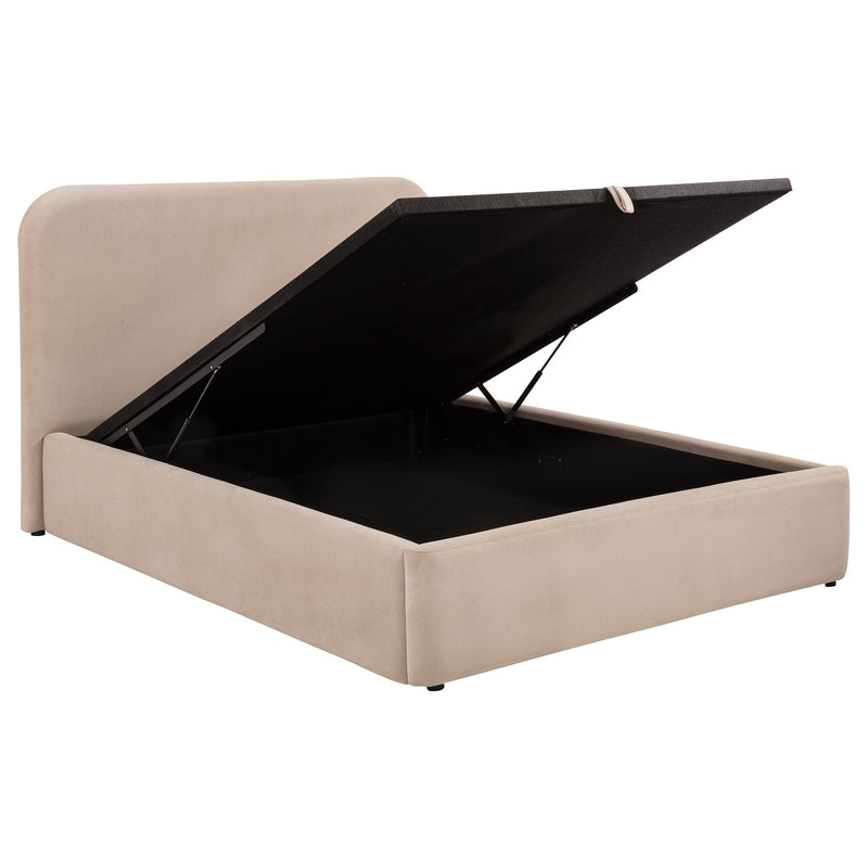 Anders Upholstered Storage Lift Platform Bed Beige