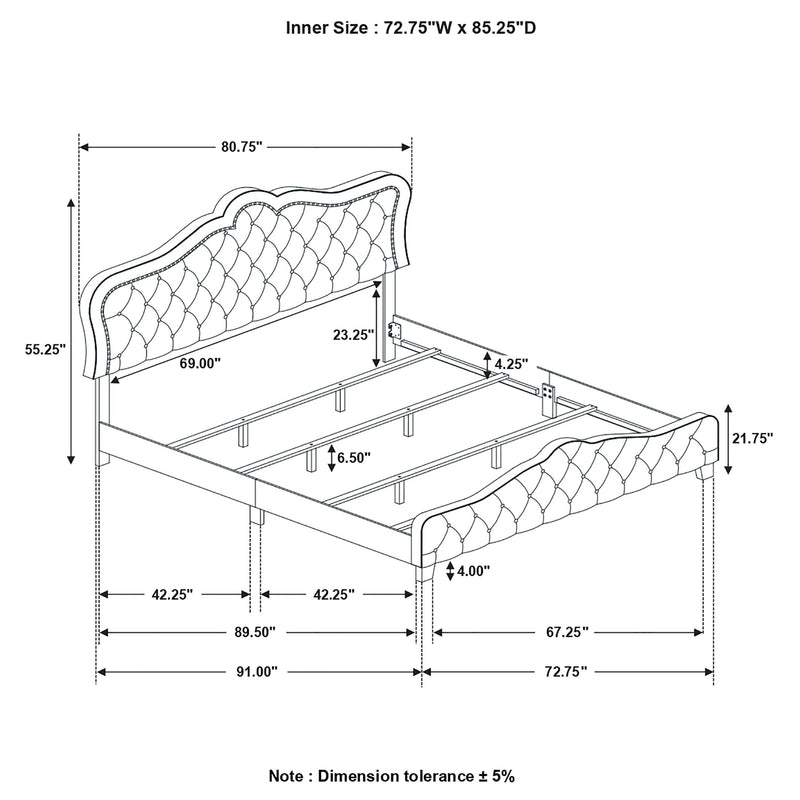 Bella Upholstered Panel Bed Grey