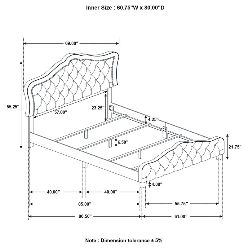 Bella Upholstered Panel Bed Grey