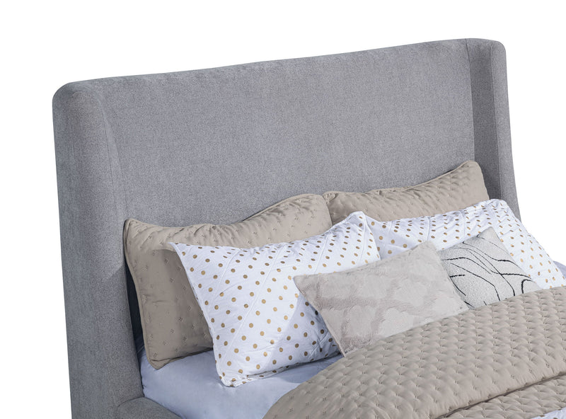 Rennes Upholstered Wingback Platform Bed Grey