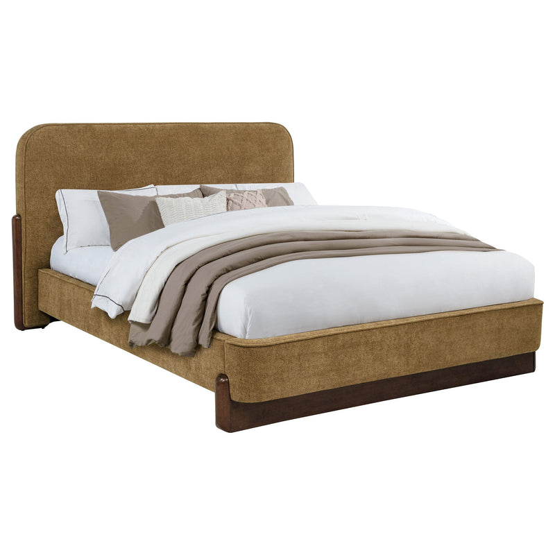 Baldacci Upholstered Platform Bed Curry and Walnut