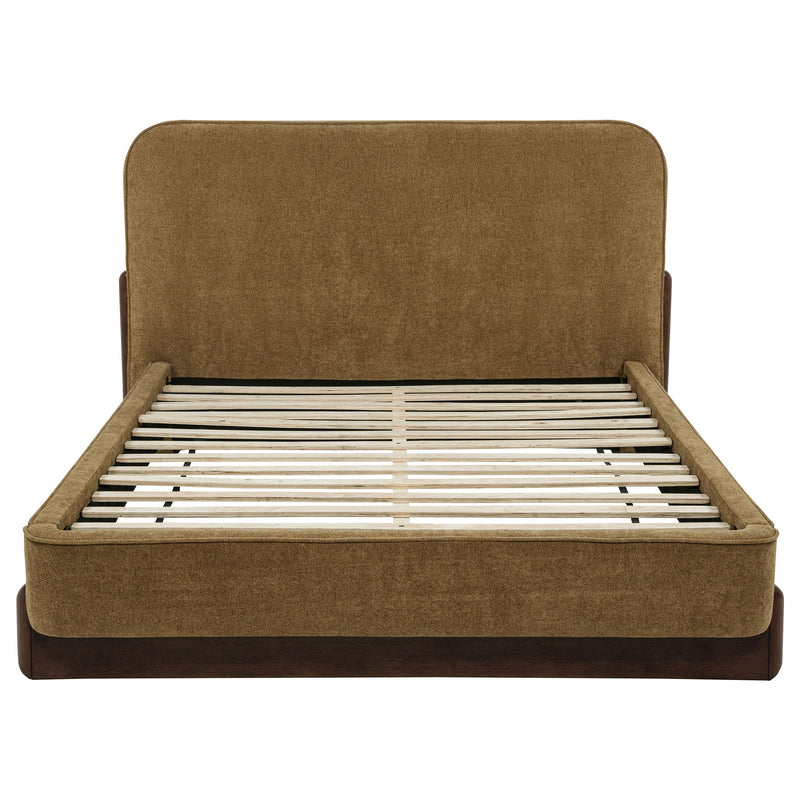 Baldacci Upholstered Platform Bed Curry and Walnut