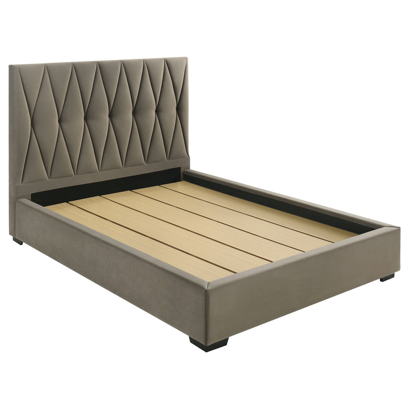 Delsea Upholstered Panel Platform Bed Light Brown