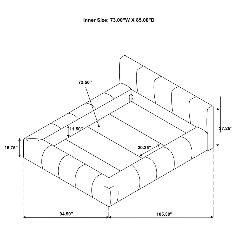 Wilshire Upholstered Platform Bed Grey