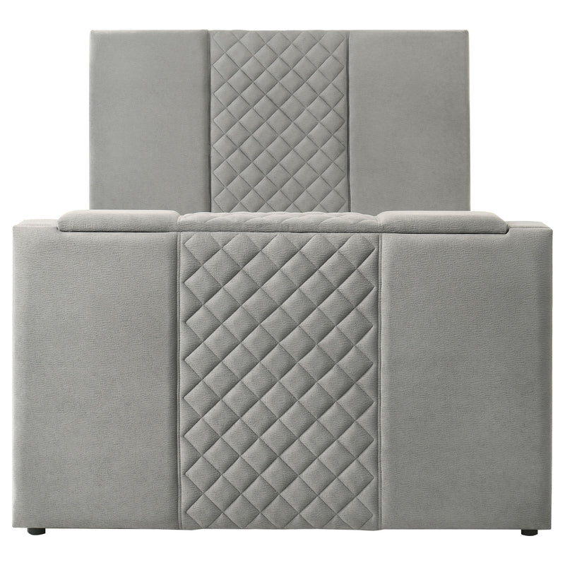 Tara 61-inch Upholstered Panel TV Bed Grey